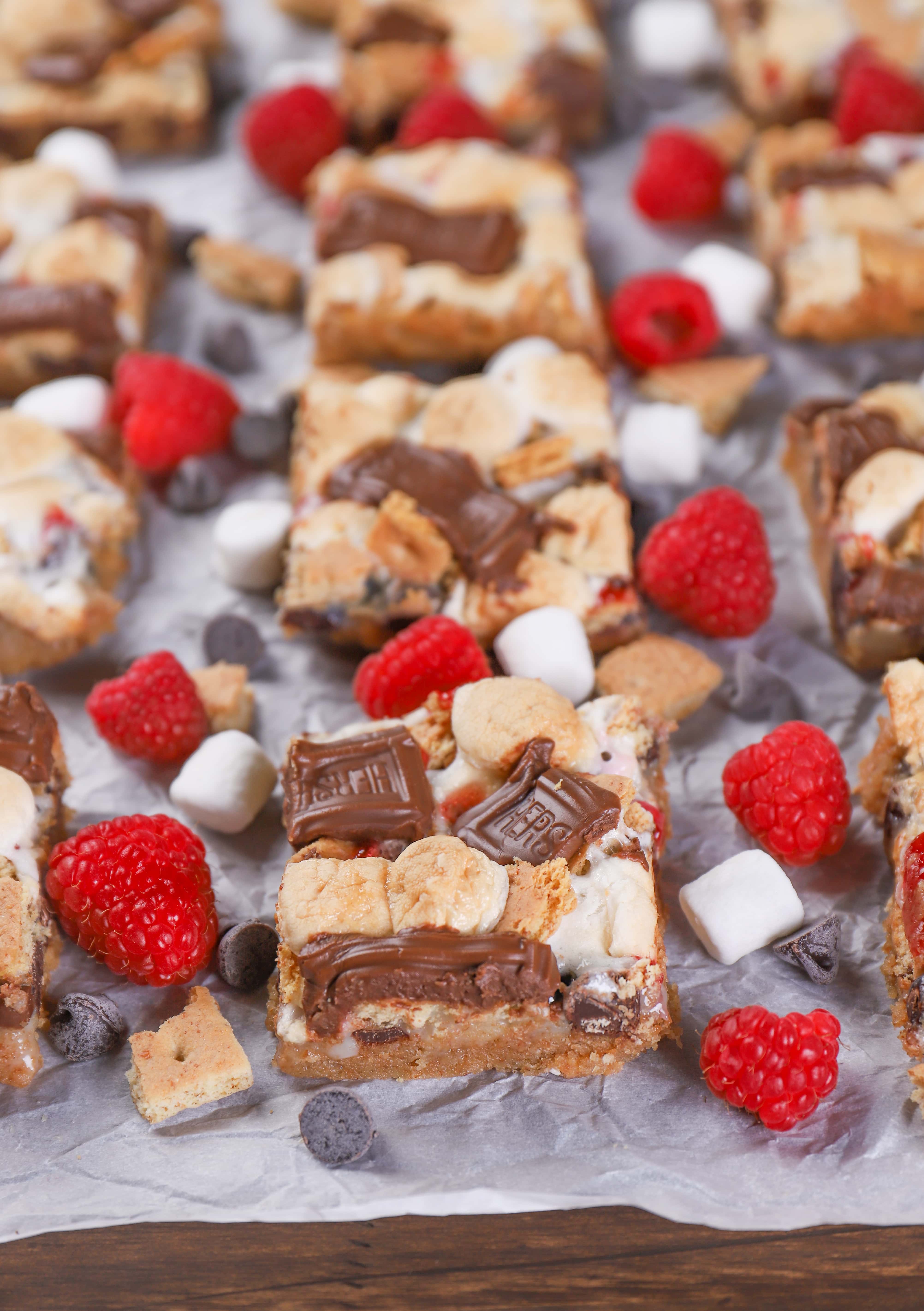 Raspberry Smores Seven Layer Bars from A Kitchen Addiction
