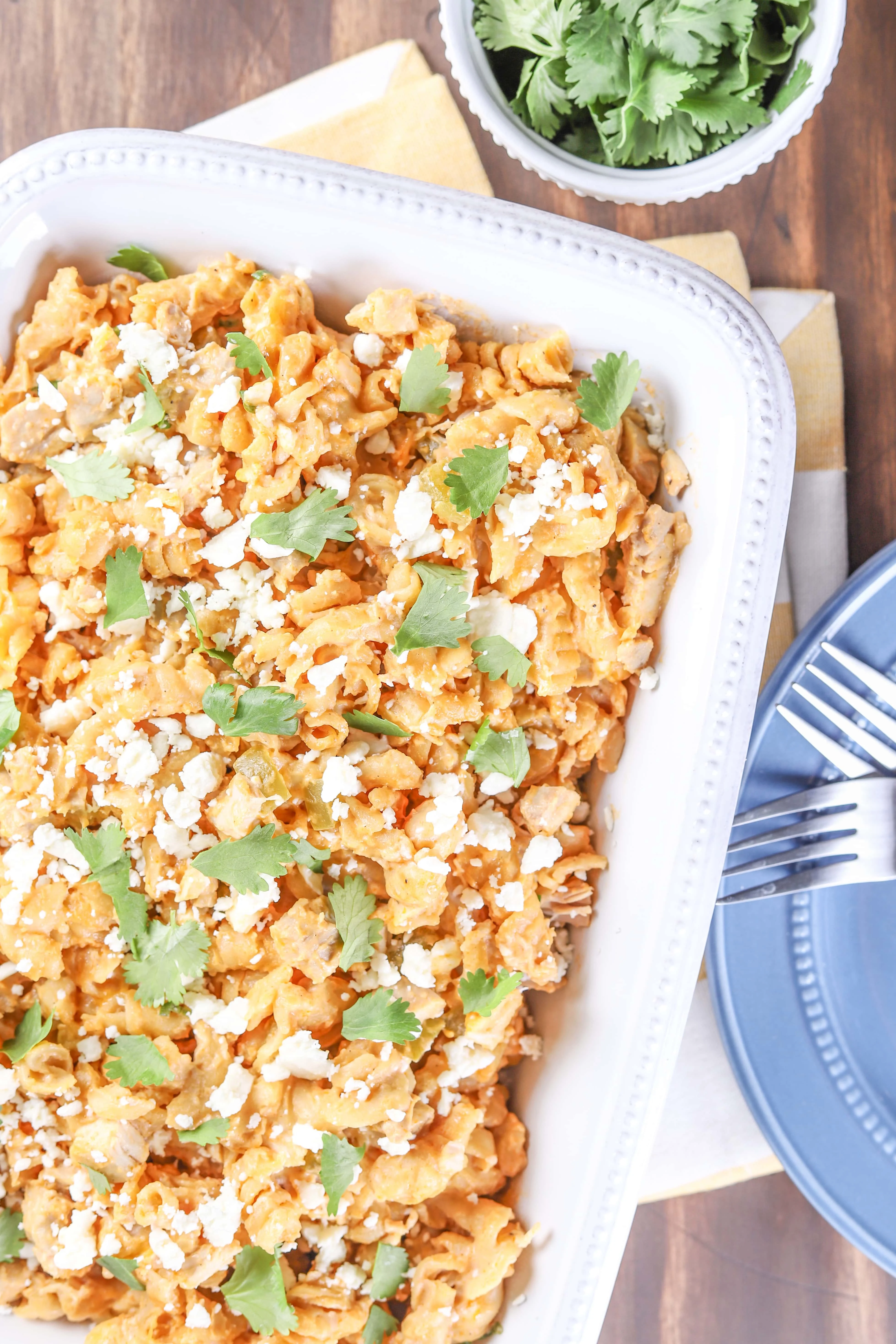 Healthier Slow Cooker Buffalo Chicken Pasta Recipe from A Kitchen Addiction