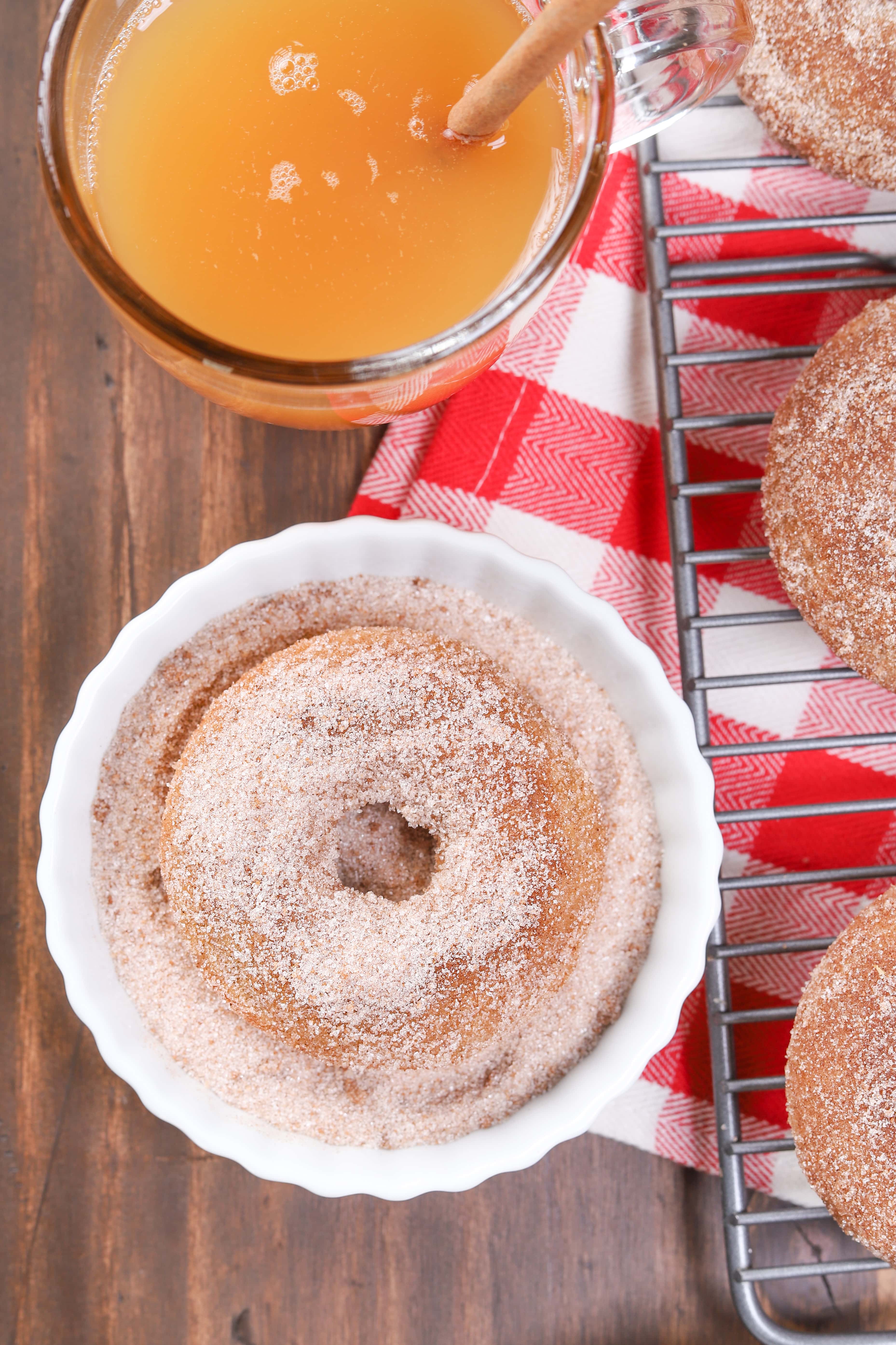 Cardamom Sugar Coated Baked Apple Cider Donuts from A Kitchen Addiction