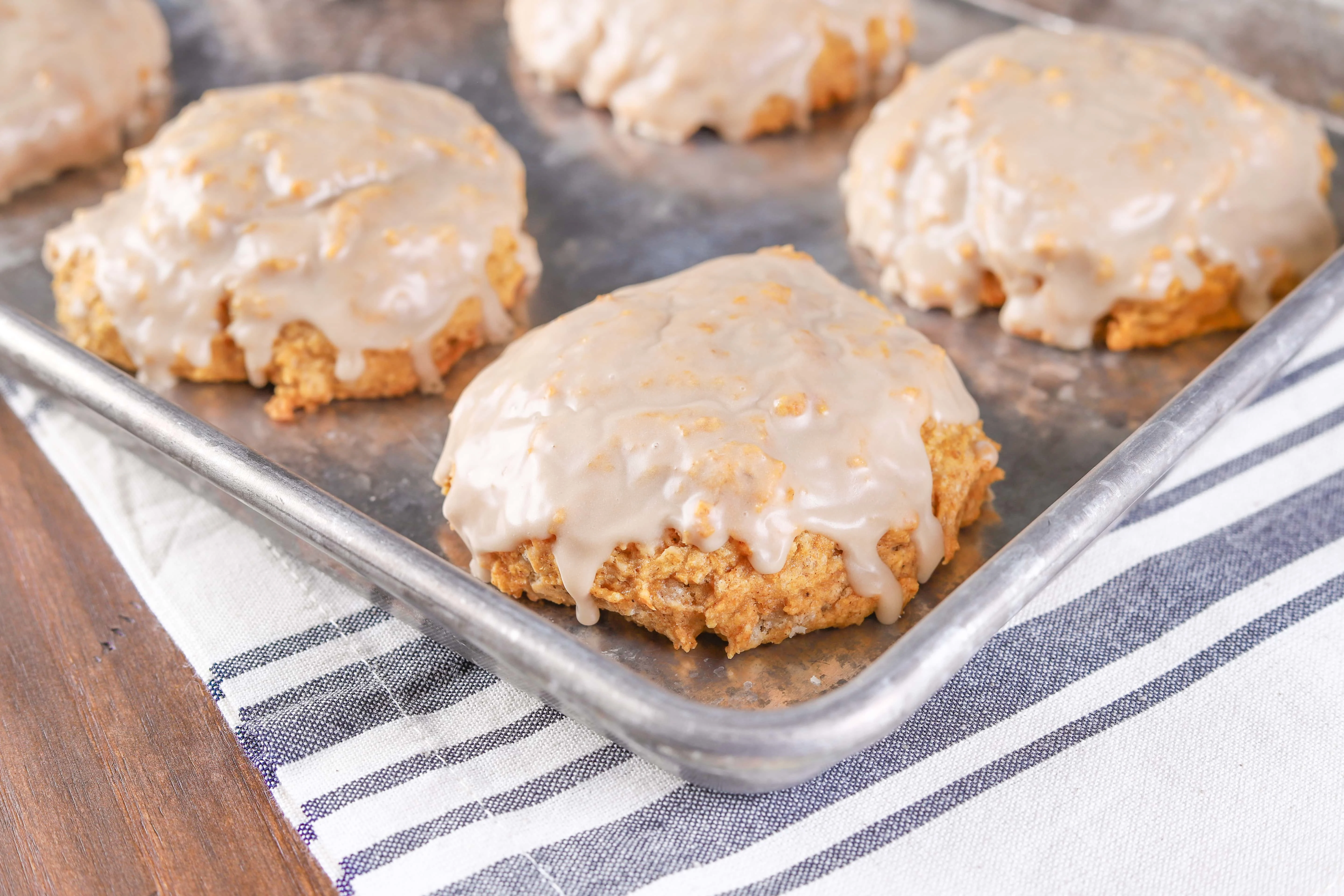 Baked Pumpkin Fritters with Maple Glaze Recipe from A Kitchen Addiction