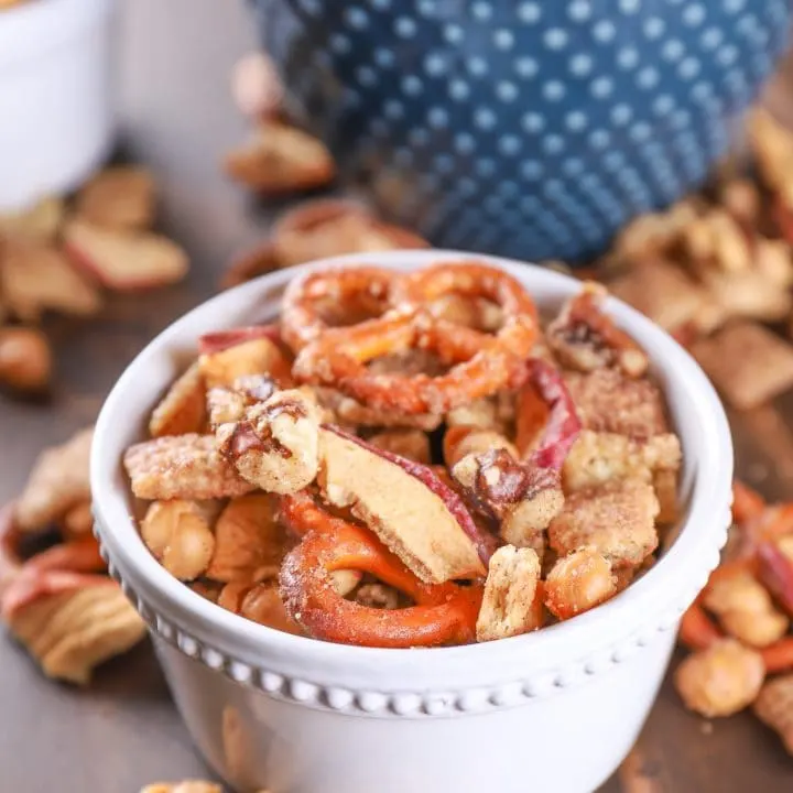 Caramel Apple Chex Mix made in a slow cooker