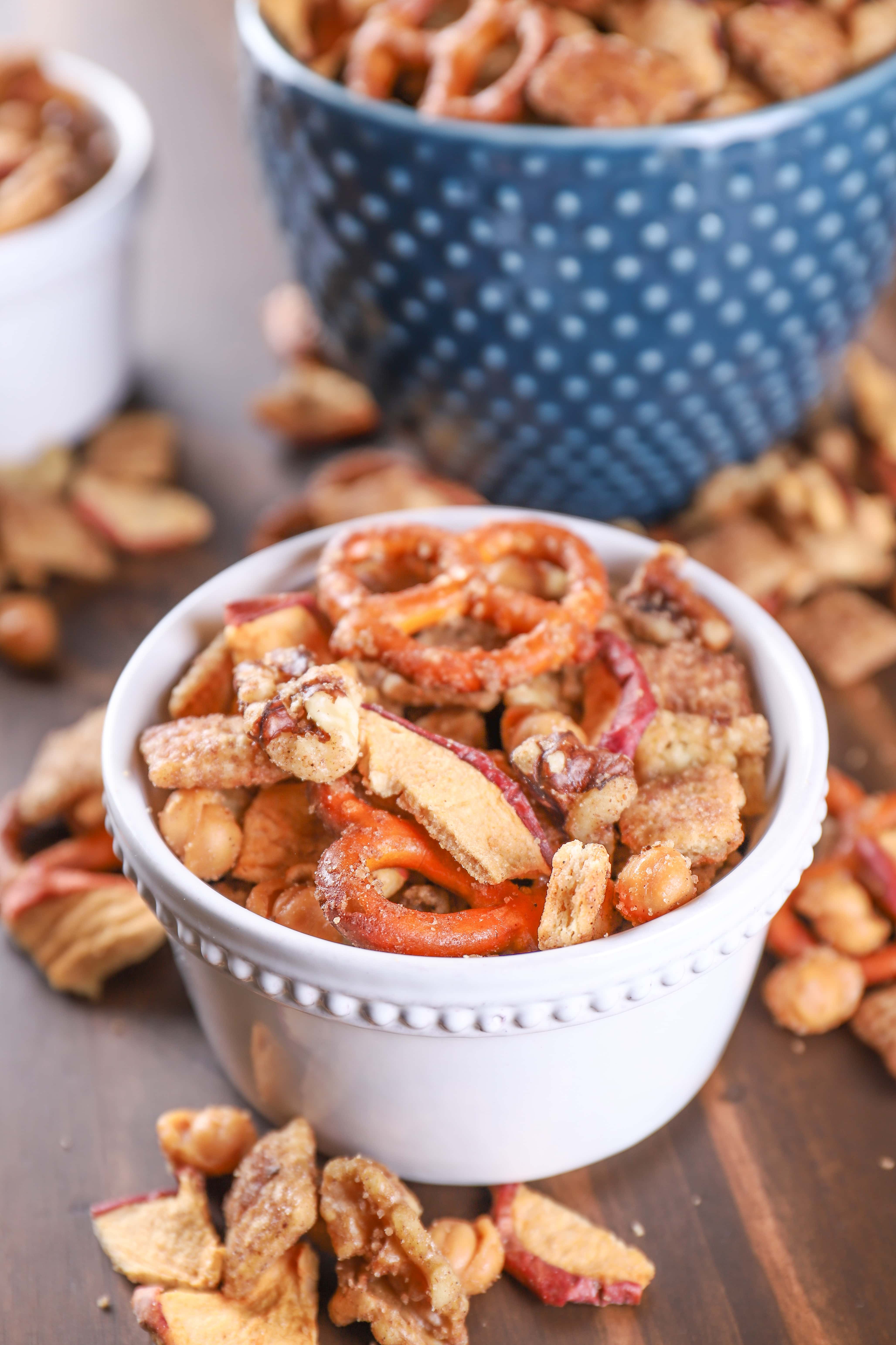 Slow Cooker Caramel Apple Pie Chex Mix - A Kitchen Addiction