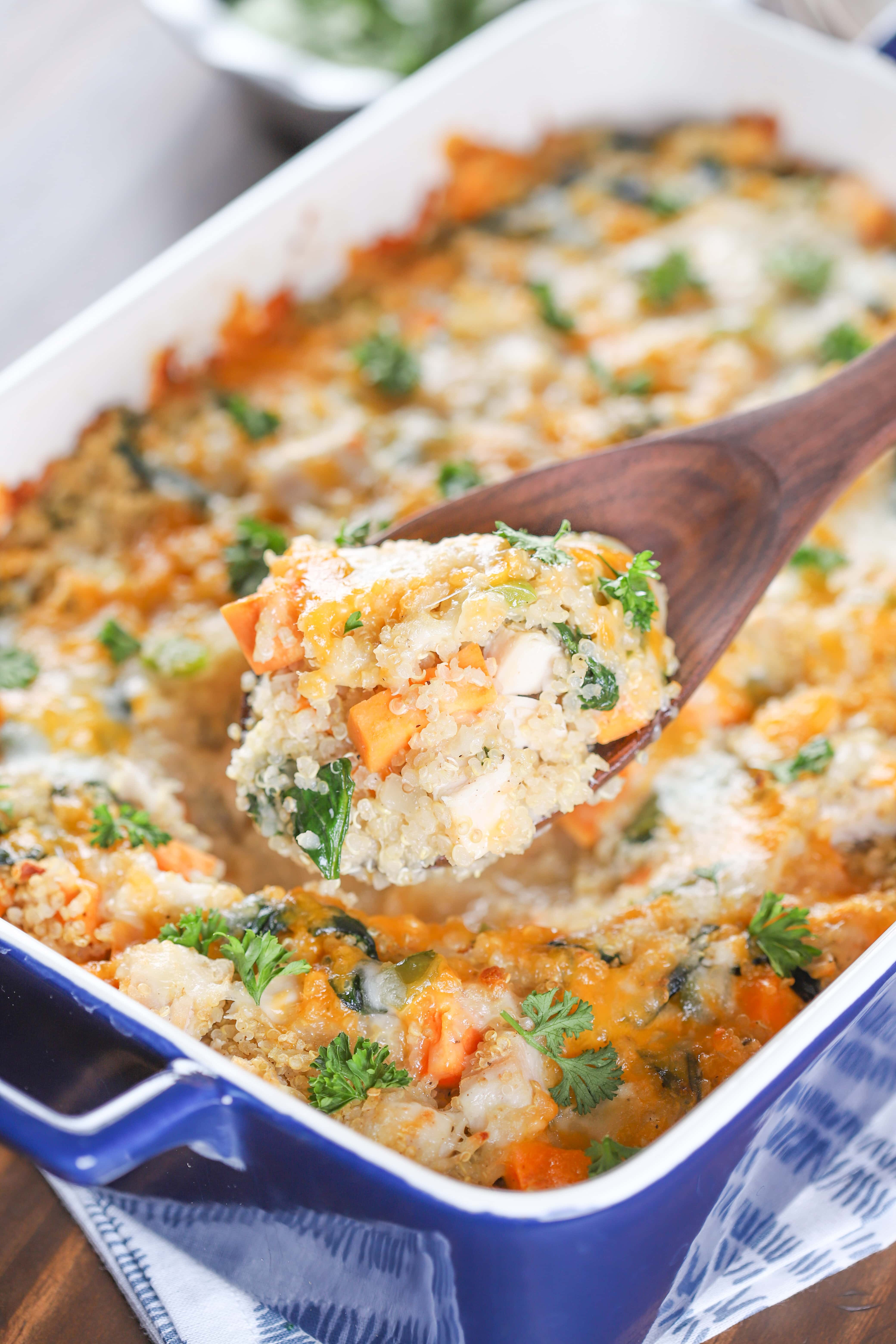 Turkey Sweet Potato Quinoa Bake using turkey leftovers Recipe from A Kitchen Addiction