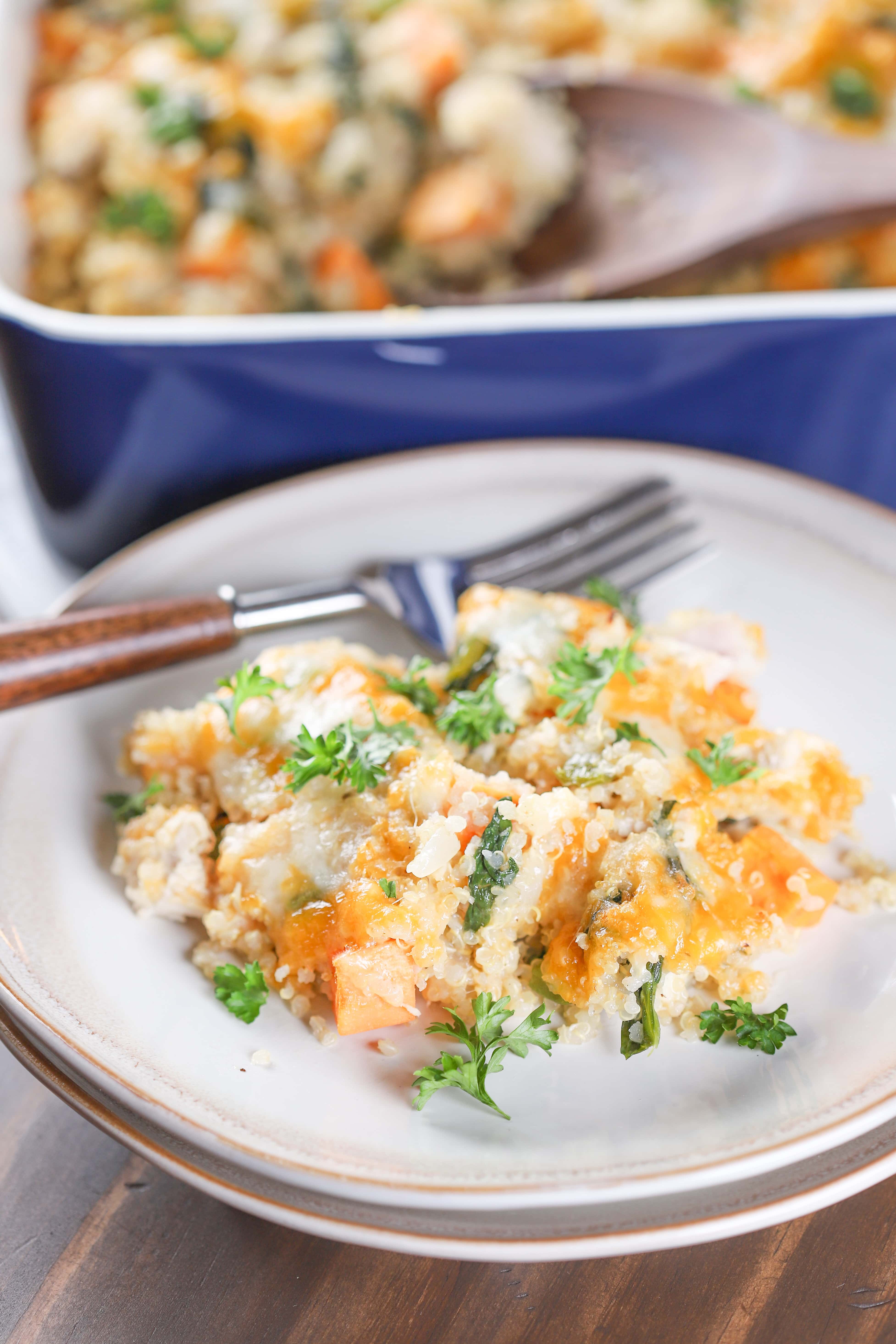 Plated Turkey Sweet Potato Quinoa Bake Recipe from A Kitchen Addiction