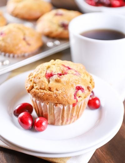 Bakery Style Cranberry Orange Muffins Recipe from A Kitchen Addiction