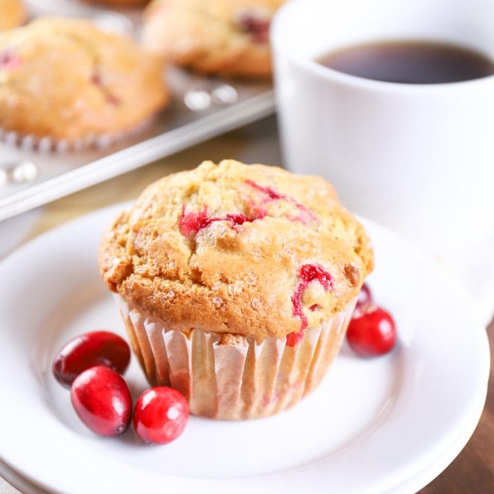 Bakery Style Cranberry Orange Muffins Recipe from A Kitchen Addiction