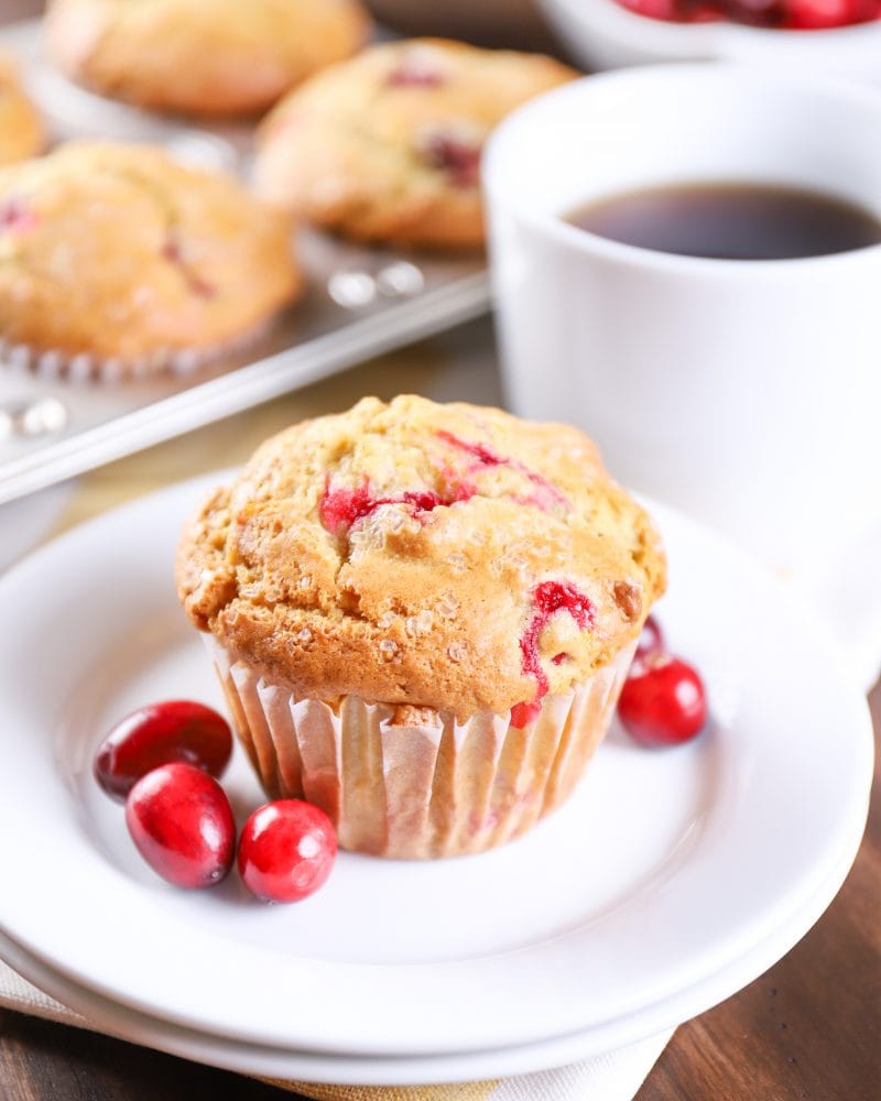 Bakery Style Cranberry Orange Muffins Recipe from A Kitchen Addiction