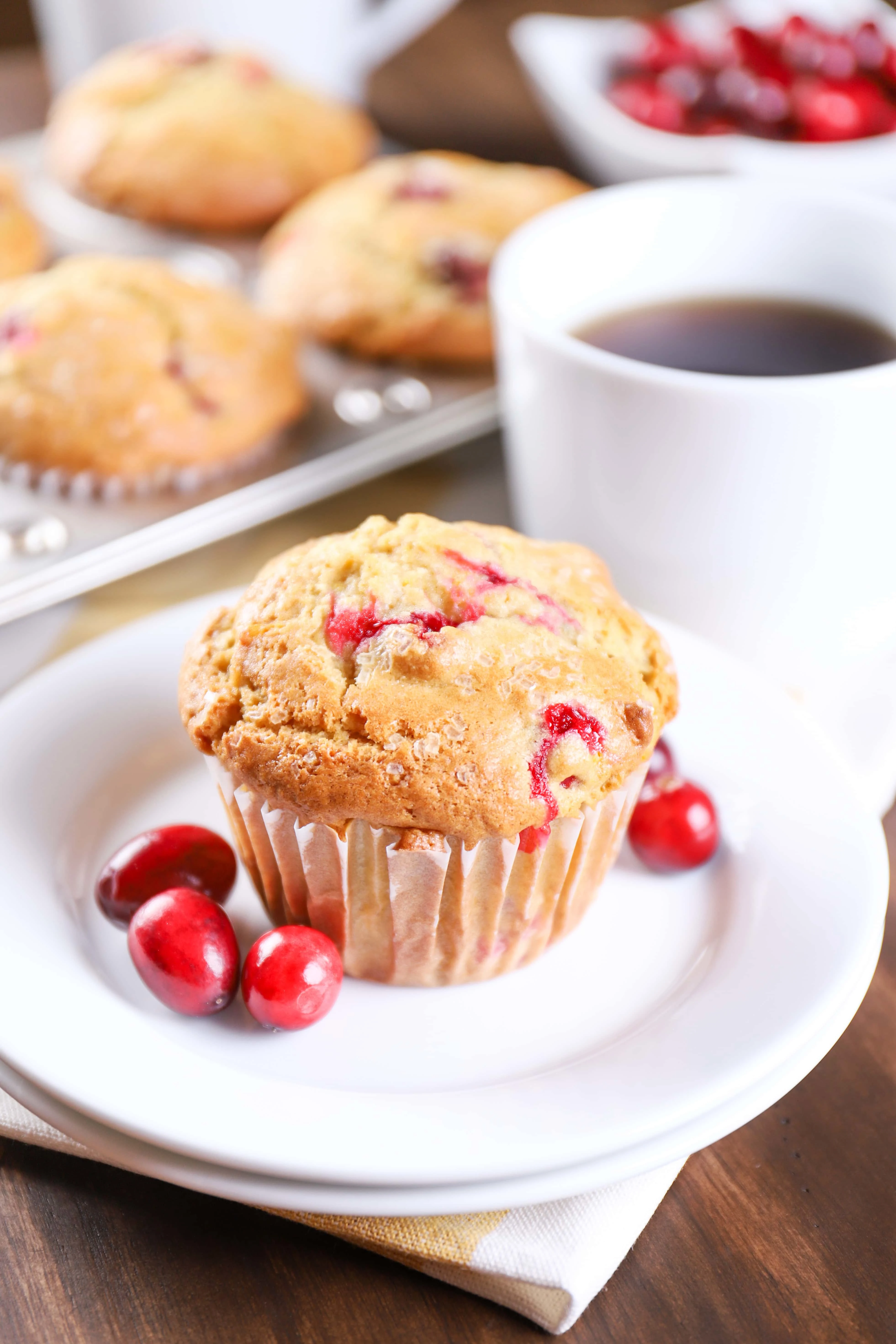 Bakery Style Cranberry Orange Muffins Recipe from A Kitchen Addiction