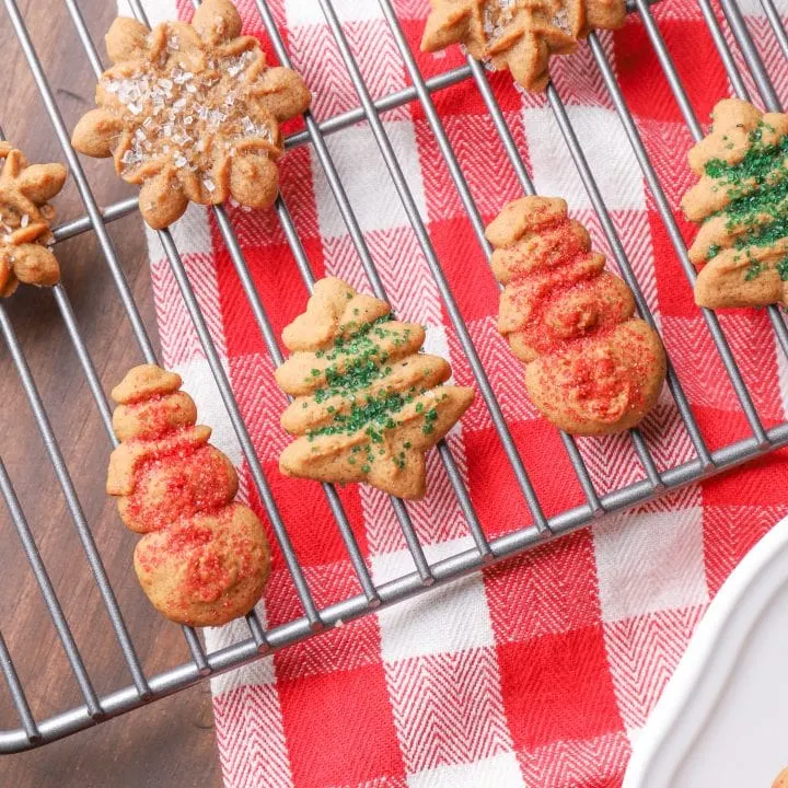 Gingerbread Spritz Cookies on Cooling Rack Recipe from A Kitchen Addiction