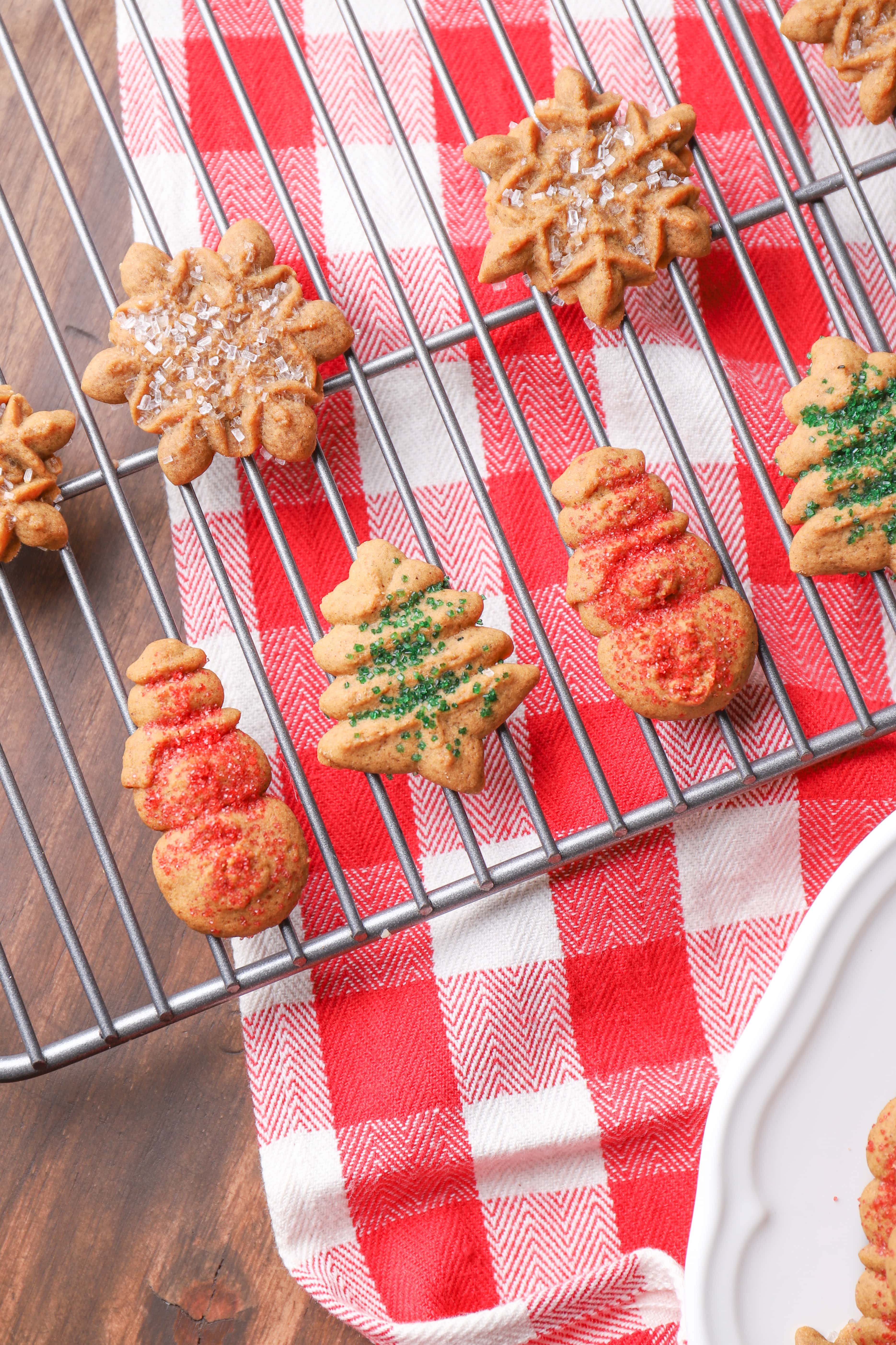 Gingerbread Spritz Cookies on Cooling Rack Recipe from A Kitchen Addiction