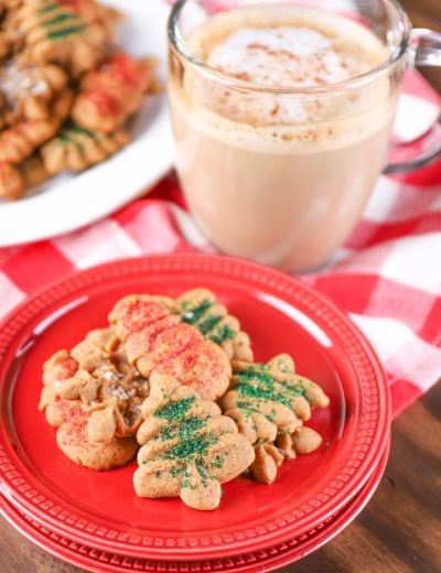 Gingerbread Spritz Cookies Recipe with an espresso drink