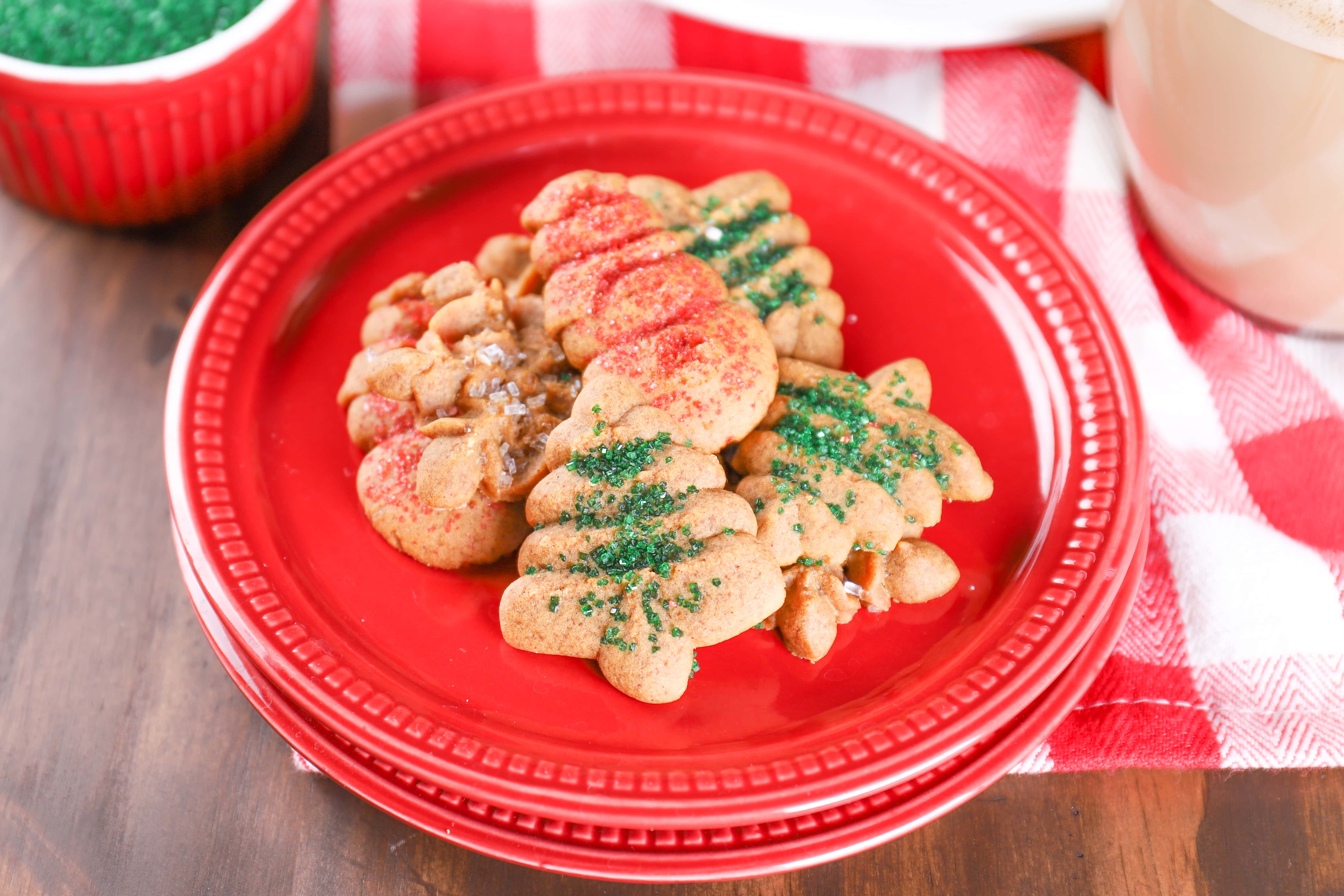 Easy Gingerbread Spritz Cookies Recipe from A Kitchen Addiction