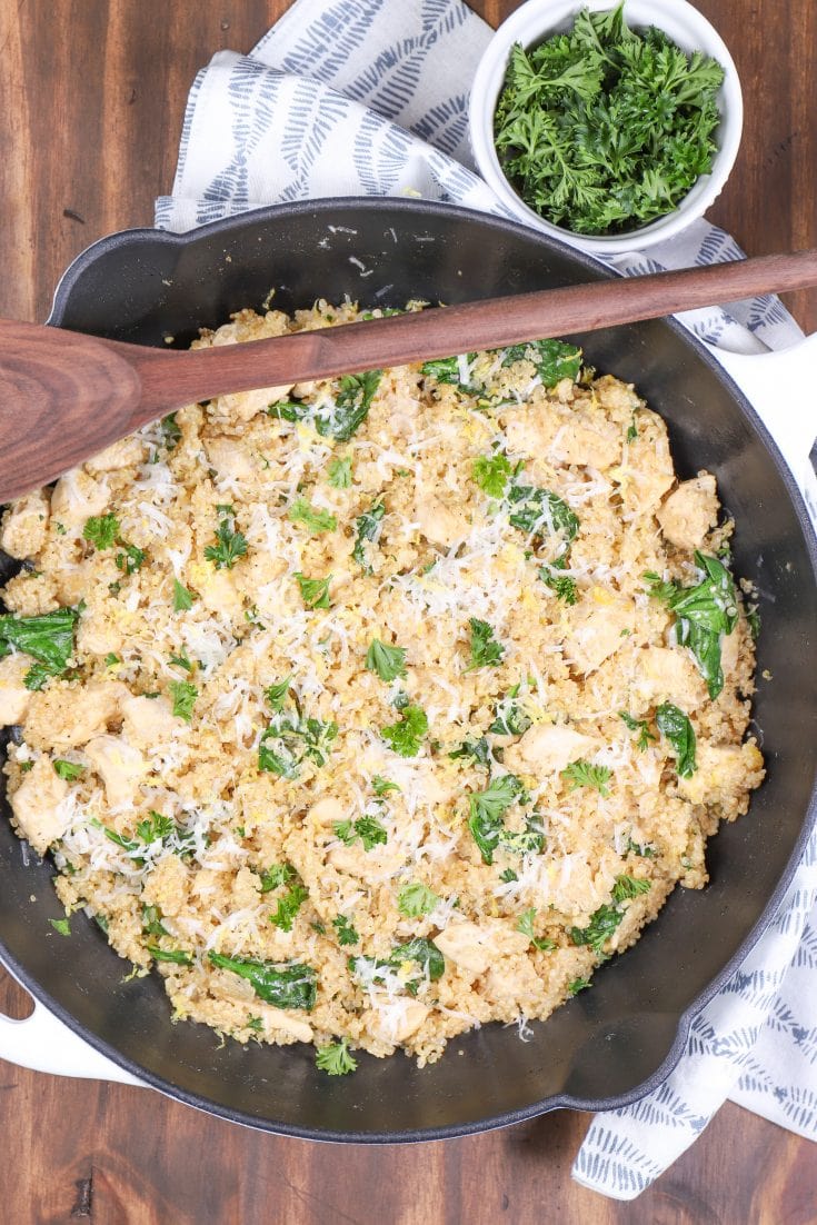 Lightened Up Lemon Parmesan Chicken Quinoa Skillet A Kitchen Addiction