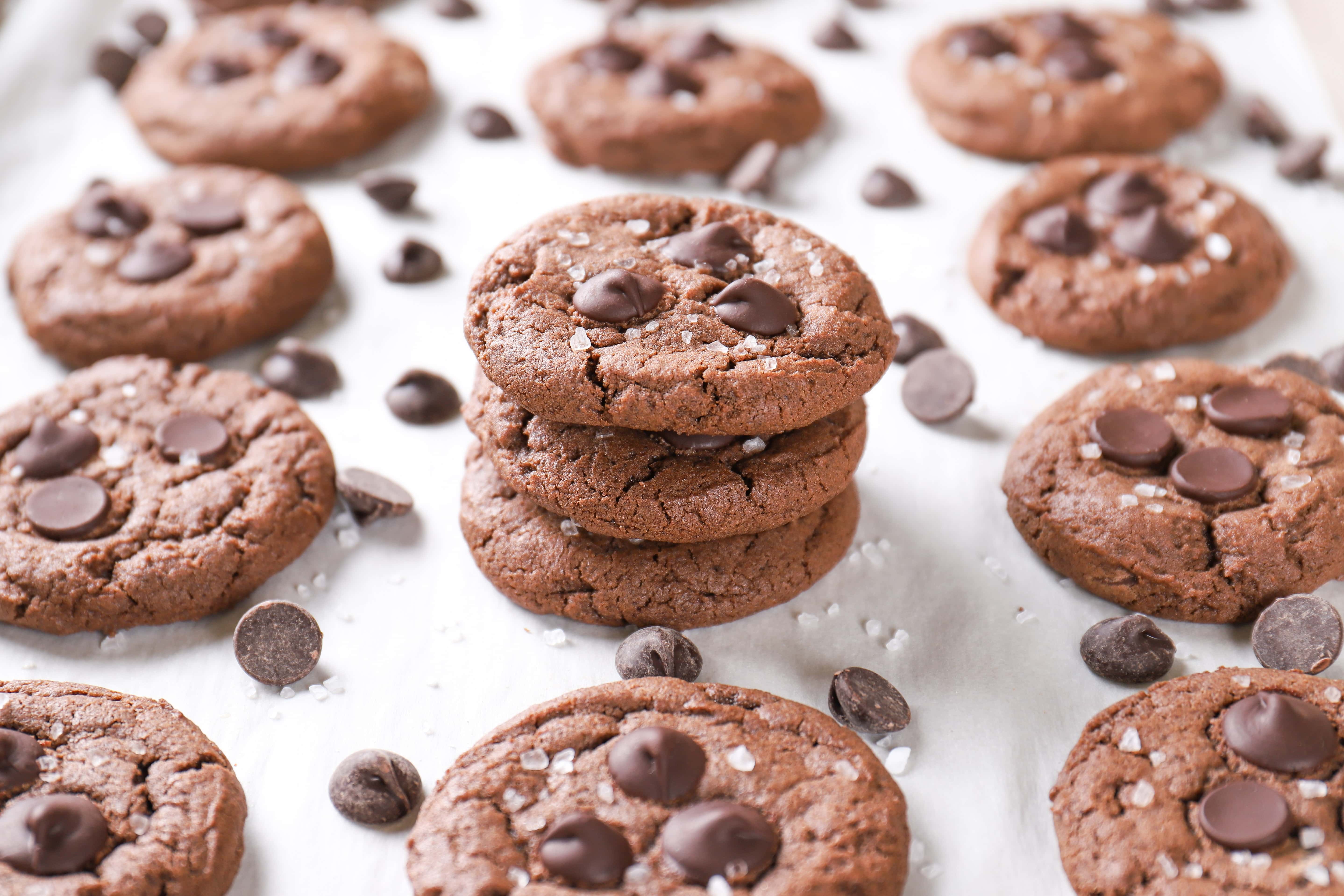 Recipe for Salted Dark Chocolate Cookies from A Kitchen Addiction