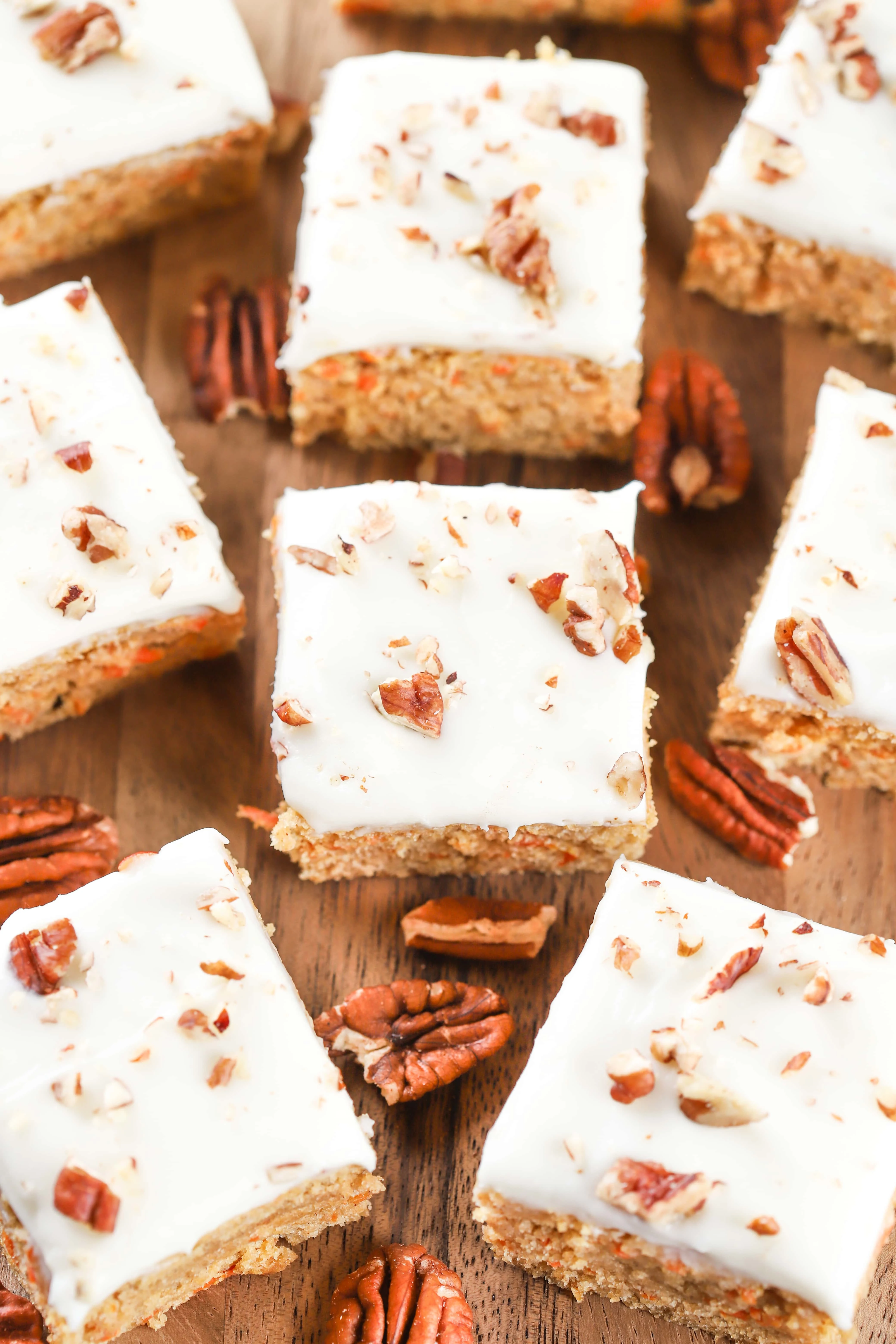 Whole Wheat Carrot Cake Blondies with Cream Cheese Frosting Recipe from A Kitchen Addiction