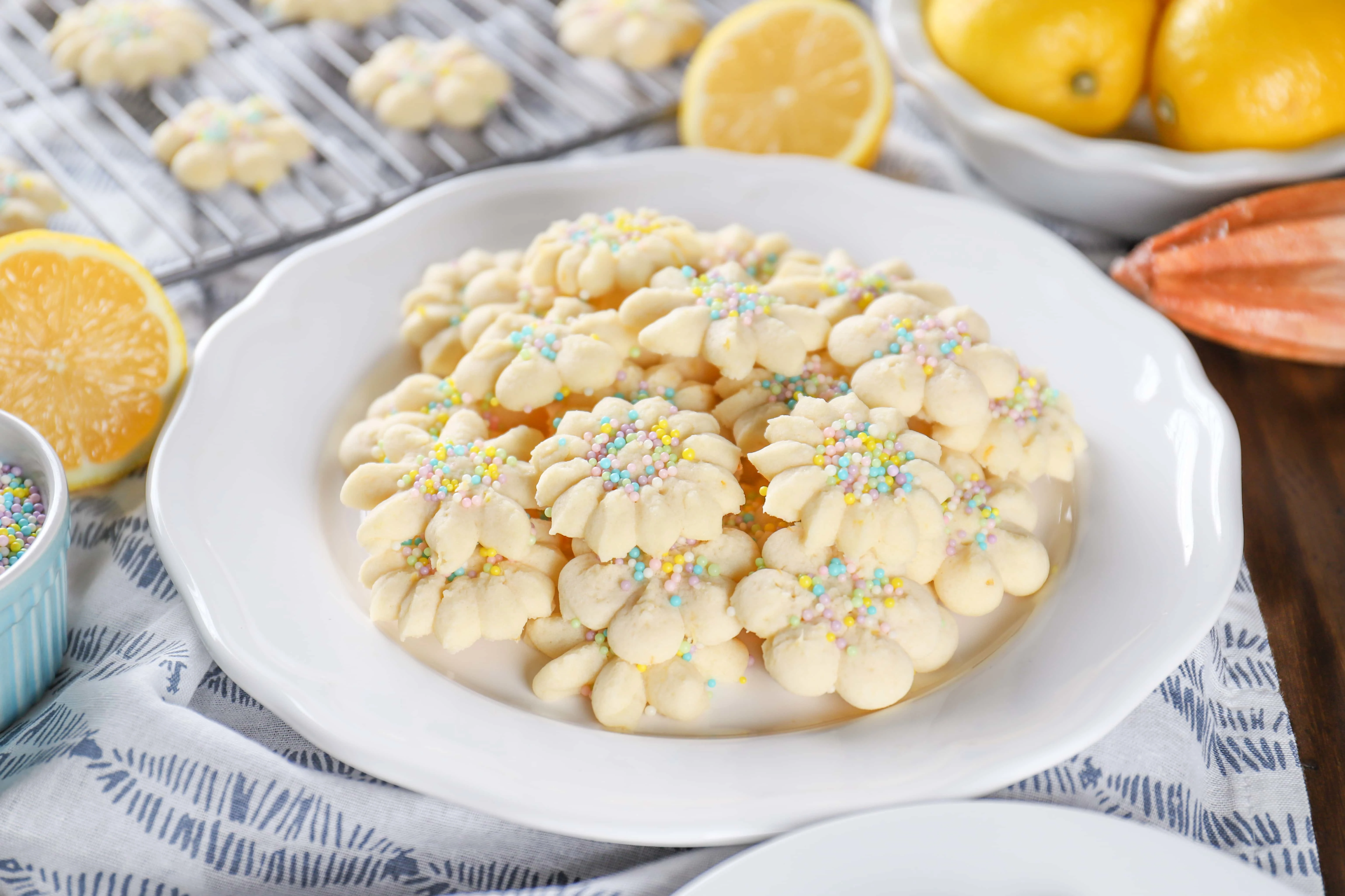 Easy Lemon Spritz Cookies Recipe from A Kitchen Addiction