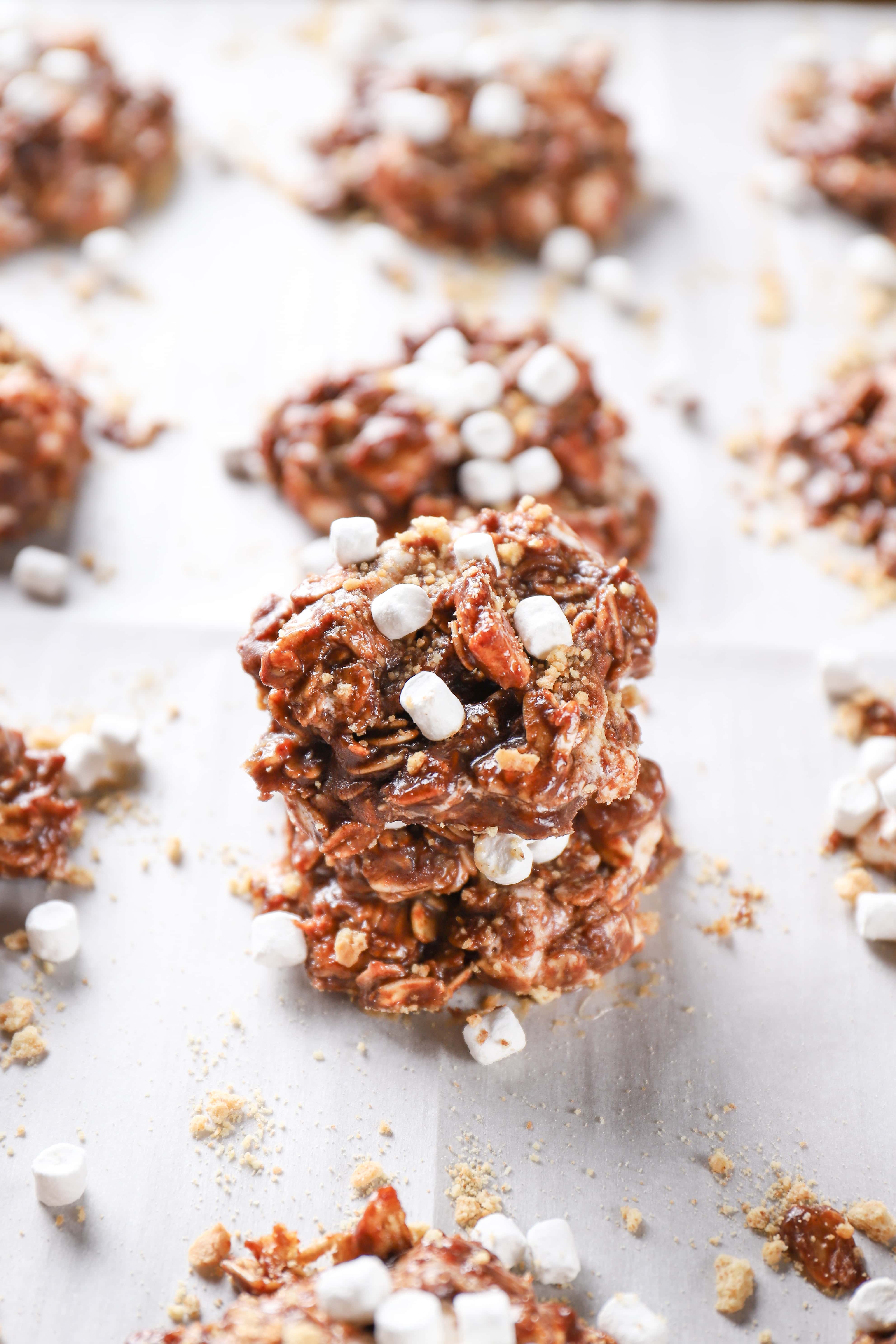 Stack of Easy Smores No Bake Cookies