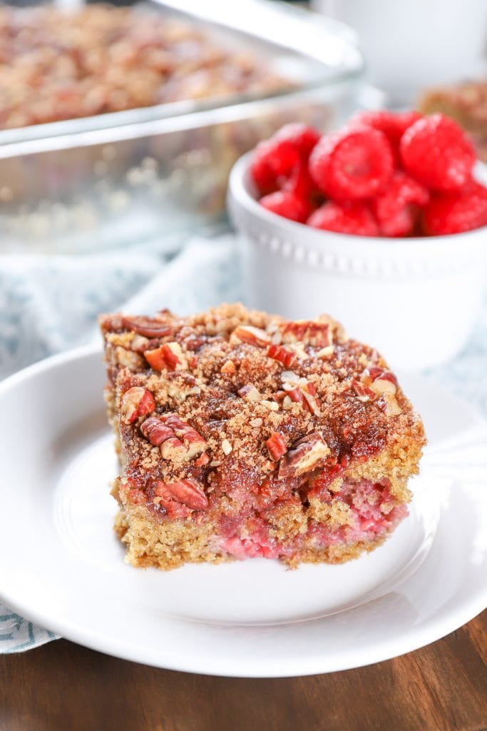 Raspberry Pecan Breakfast Cake Recipe from A Kitchen Addiction