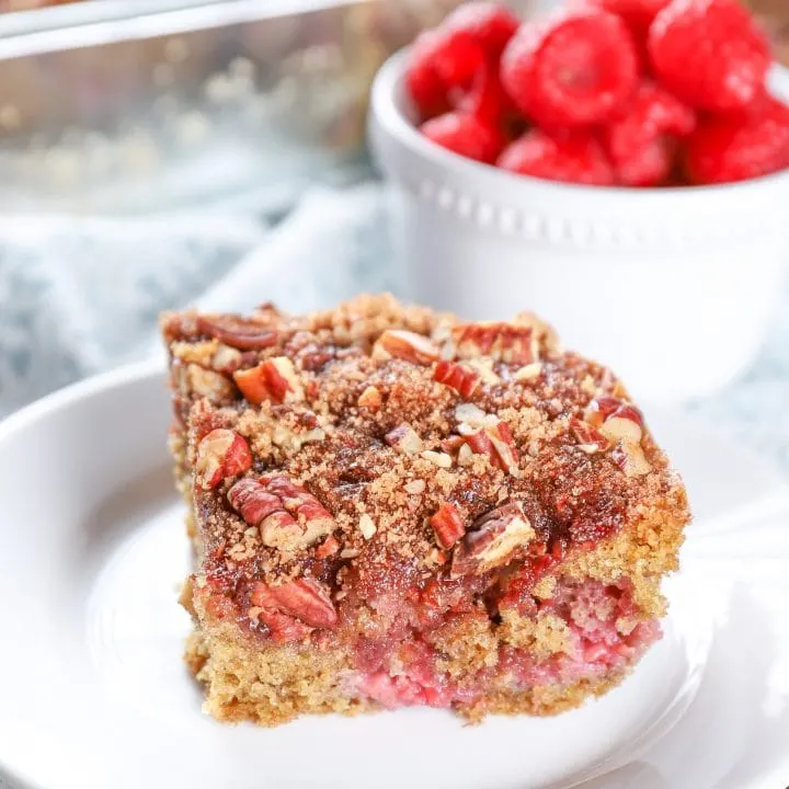 Raspberry Pecan Breakfast Cake Recipe from A Kitchen Addiction