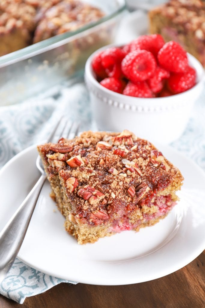 Slice of Raspberry Pecan Breakfast Cake