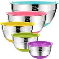Nesting Mixing Bowls with Airtight Lids and Non-Slip Silicone Bottoms, Ideal for Mixing & Serving