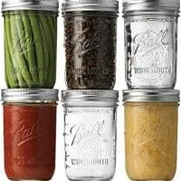 Ball Wide Mouth Mason Jars (16 oz/Pint capacity) 6 Pack - Microwave & Dishwasher Safe