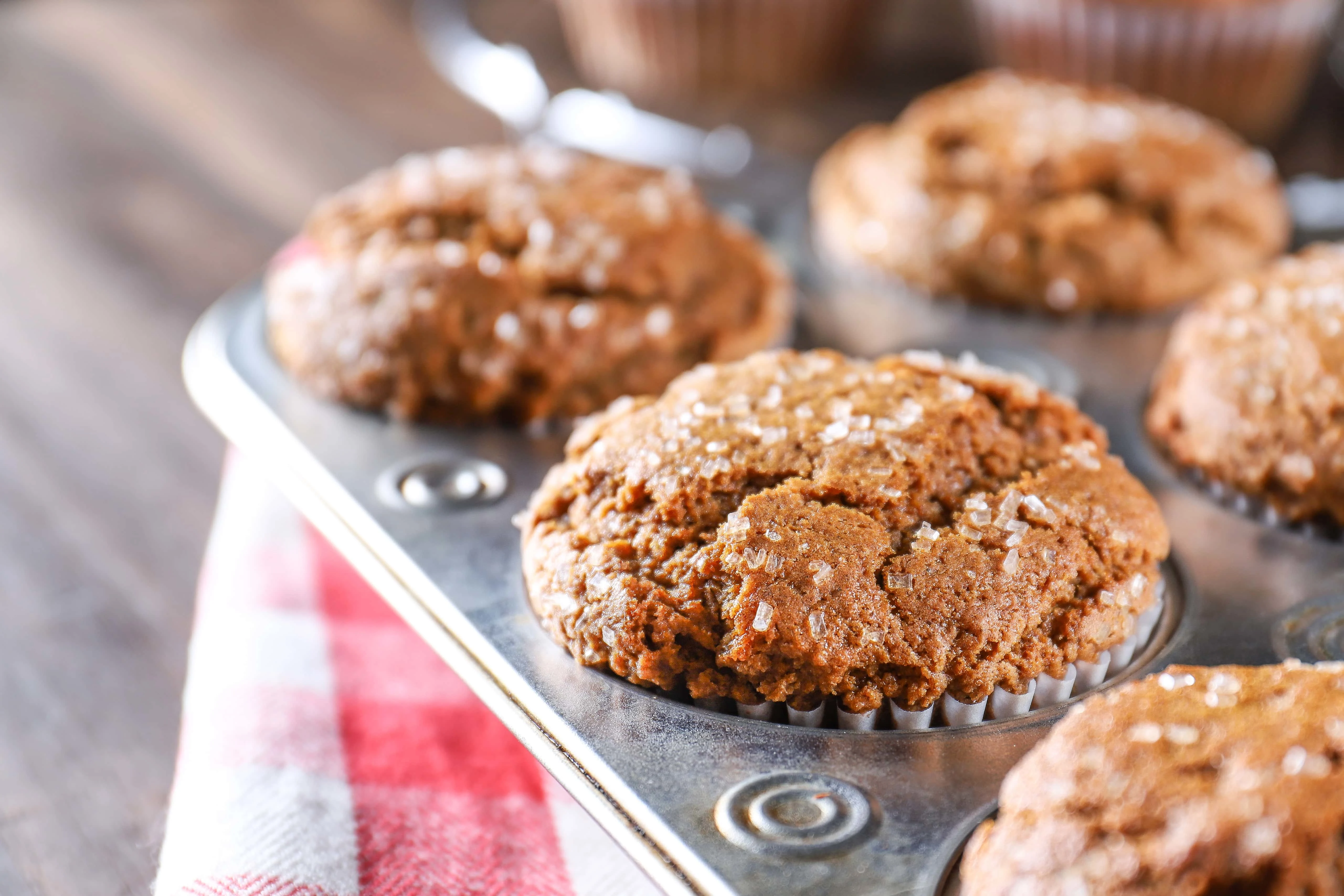 Bakery Style Gingerbread Muffins in a muffin tin