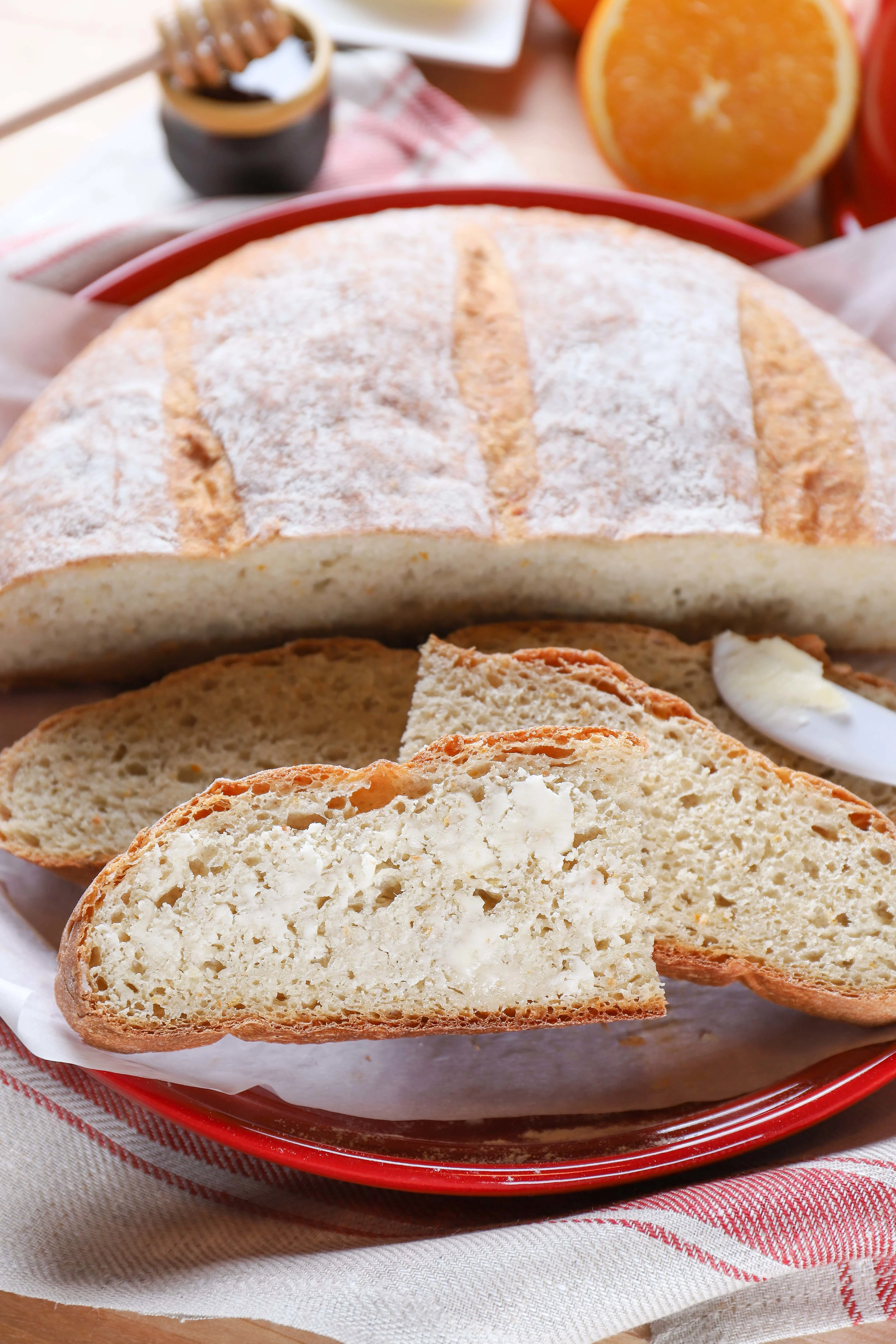 buttered rustic orange cardamom bread slices