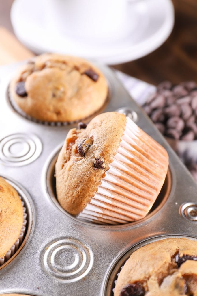 Chocolate Chip Almond Butter Protein Muffins A Kitchen Addiction